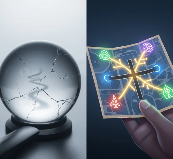 A map of possibilities vs. a crystal ball for tarot guidance.