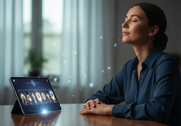 Seseorang sedang merenung semasa bacaan tarot dalam talian percuma