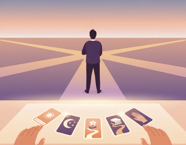 Person using tarot cards to navigate a life choice