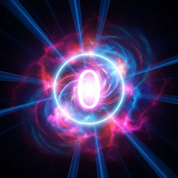 Glowing zero symbolizing The Fool card's vast potential.