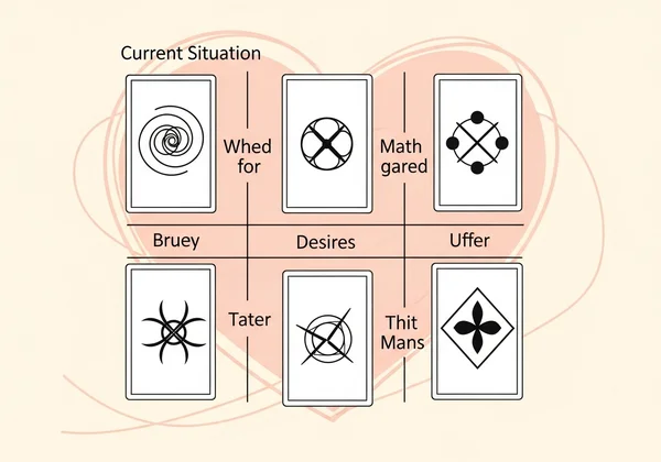 Illustration of a 6-card tarot spread for relationships