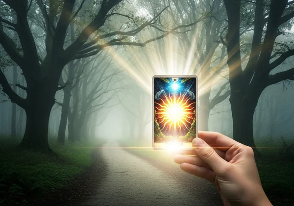 Tarot cards casting light on a foggy path for clarity
