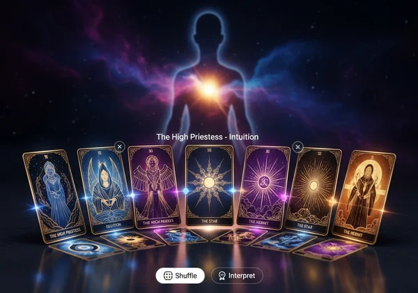Digital tarot cards reflecting a person's inner wisdom.